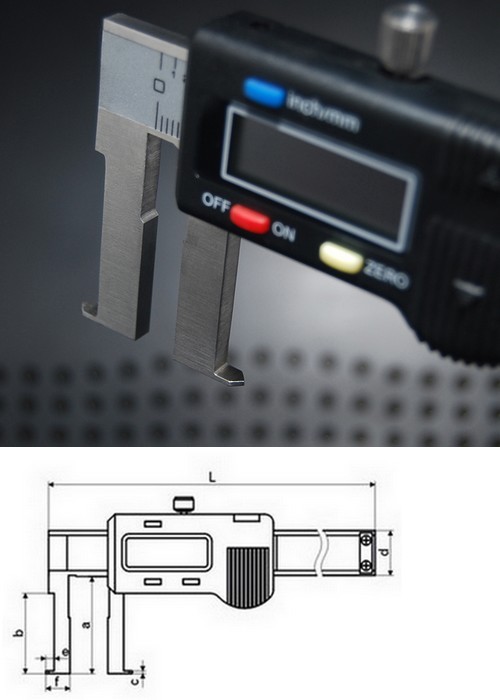 Inside Groove Digital Caliper with Flat Points